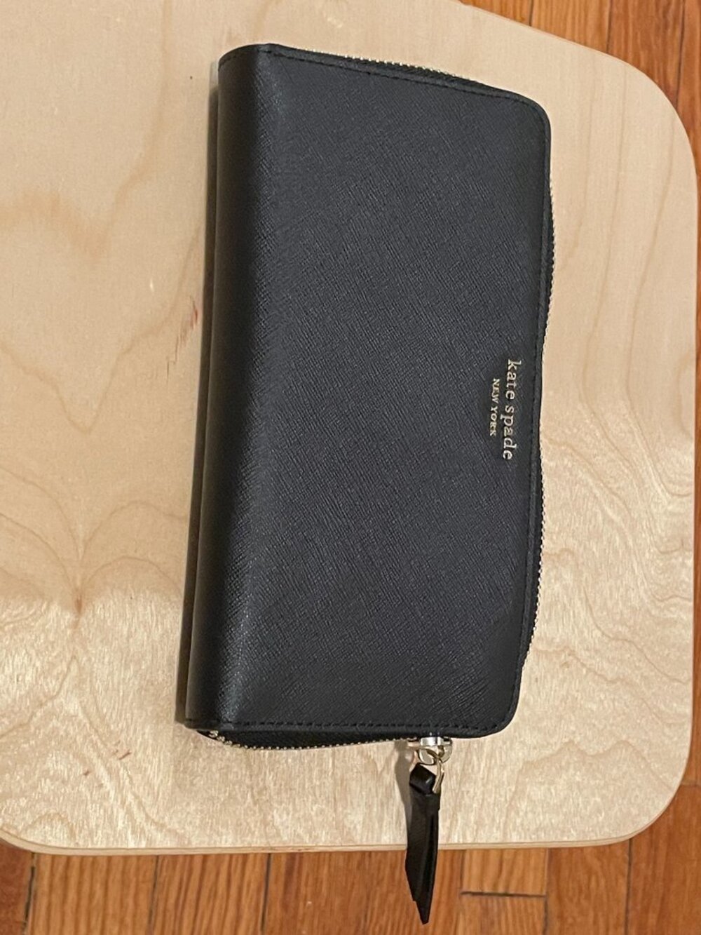 Kate Spade Cedar Street Lacey Black Saffiano Leather Zip Around Wallet